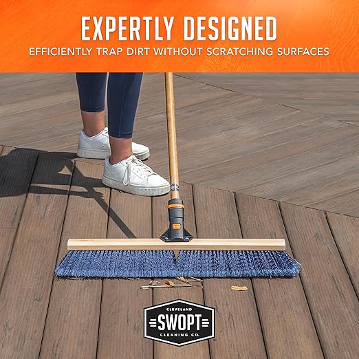 SWOPT 24” Premium Multi-Surface Push Broom Head — Cleaning Head Interchangeable with All SWOPT Cleaning Products for More Efficient Cleaning and Storage — Indoor and Outdoor Push Broom