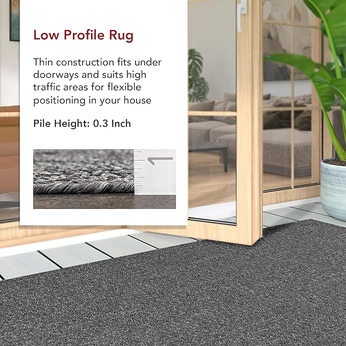 nuLOOM 2' x 16' Solid Hand Braided Indoor/Outdoor Area Rug, Pet-Friendly, High Traffic, Weather Resistant, for Patio, Balcony, Bedroom, Living, Dining Room, Wynn Charcoal