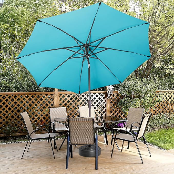 11ft Outdoor Patio Umbrella - Table Umbrella Waterprool UV Protection, Sombrillas de Patio with Push Button Tilt&Crank, Sun Umbrella for Pool, Porch, Garden, Deck, Backyard(Sky Blue)