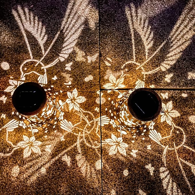 Mothers Day Gifts, 2 Pack Hummingbirds Solar Lanterns Outdoor Hanging Lantern Lights, Waterproof LED Garden Decorative Light for Patio Yard Pathway Lawn Front Porch Tree