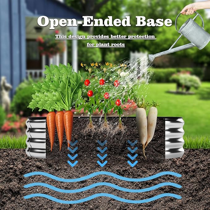 Galvanized Metal Planter Round Raised Garden Bed Kit for Gardening Outdoor，3x3x1ft Grow Garden Box Raised Flower Bed，Round Galvanized Planter Outdoor Large Metal Fire Pit Ring Black