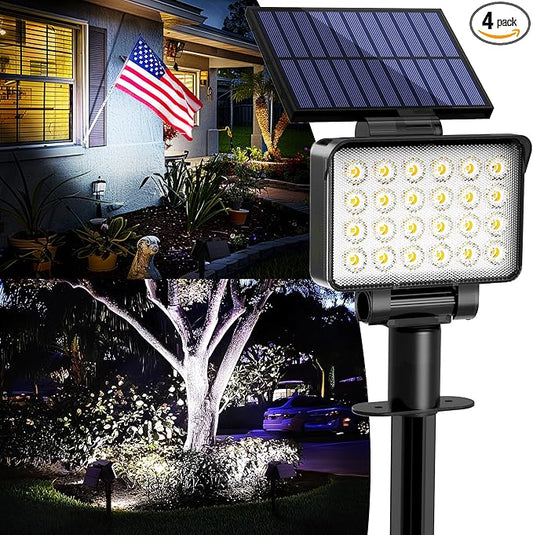 Solar Spot Lights Outdoor Waterproof for Flag, Tree, House, Garden, Yard, Landscape Spotlights for Accent Uplighting Halloween Christmas Decorations-4 Pack