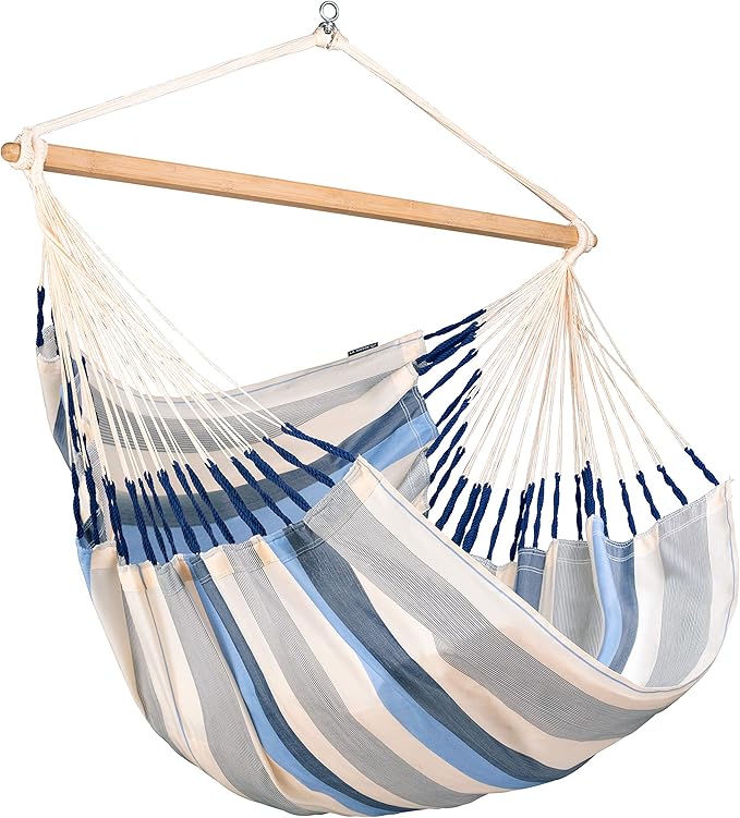 LA SIESTA® XL King Domingo Hammock Chair Swing & Tree Mount Kit - Suspension Kit for Trees Beams Posts - Weatherproof, Outdoor Indoor Hammock Swing - Hanging Chair for Bedroom Patio - Sea Salt