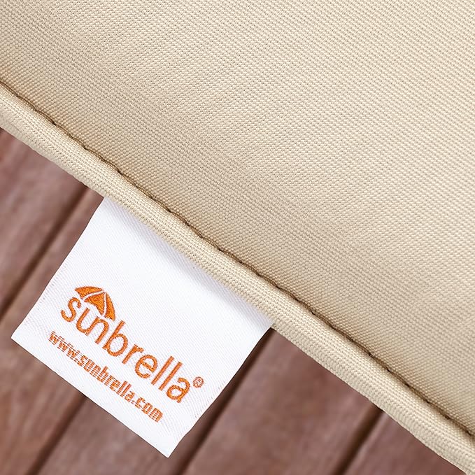 Sorra Home Sunbrella Bristol Square Chair Cushion (Set of 2) - Fade & Water Resistant, Outdoor & Indoor Patio Seat Cushion with Plush Foam - Canvas Spa (19" x 19" x 2.5")