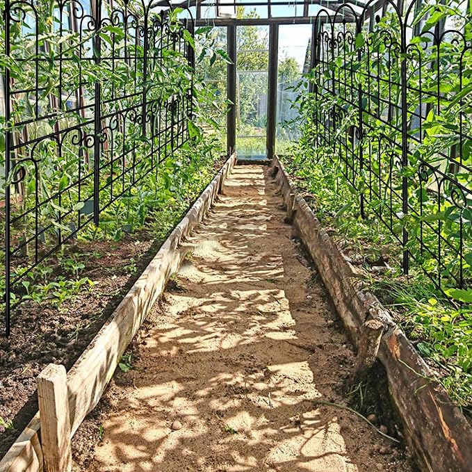 LZRS 4 Pack 71x20in Rustic Iron Arch Decoration Garden Trellis with Black Metal Coating – Perfect for Supporting Climbing Plants Outdoor, Roses, Vines, Flowers, and Vegetables.