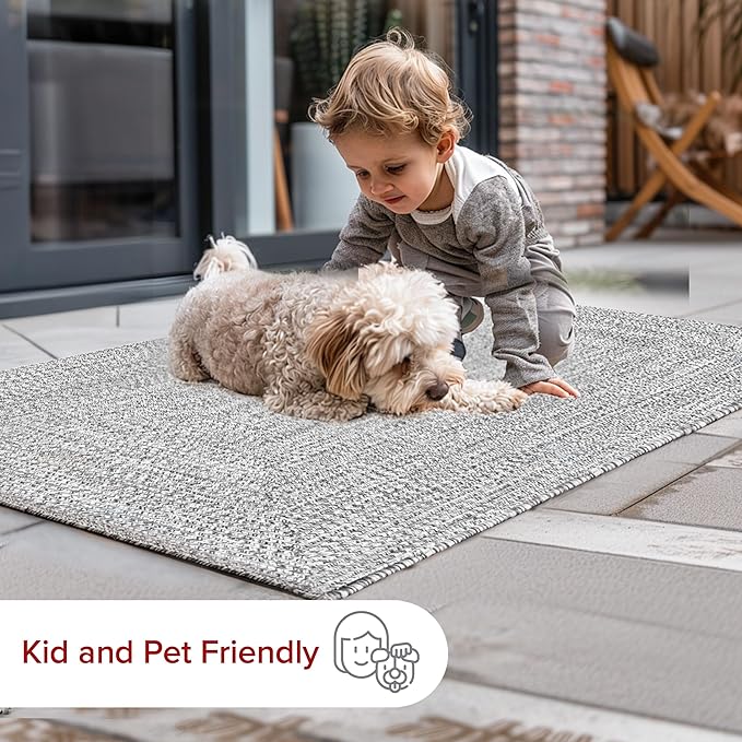 nuLOOM Oval 5' x 8' Solid Hand Braided Indoor/Outdoor Area Rug, Pet-Friendly, High Traffic, Weather Resistant, for Patio, Balcony, Bedroom, Living, Dining Room, Wynn Salt and Pepper