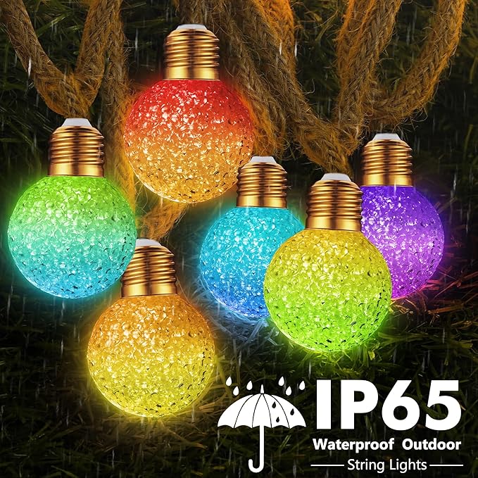 Toodour Christmas String Lights, 26Ft 16 LED Color Changing Globe String Lights, Vintage Rope Hemp Xmas Tree Lights for Home, Bedroom, Fence, Holiday, Indoor Outdoor Christmas Decorations
