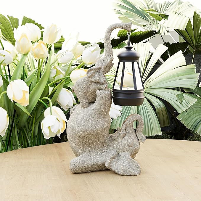 Solar Garden Statue 10 Inch Elephant Decor for Outside Yard Decoration Outdoor Unique Housewarming Gardening Birthday Gifts for Women Grandma