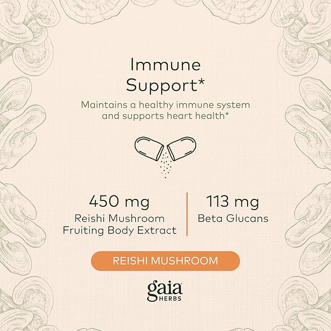 Gaia Herbs Reishi Mushroom 40 Vegan (40-Day Supply)