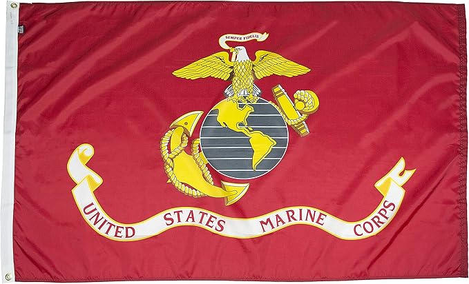 FlagSource U.S. Marine Corps Nylon Military Flag, Made in The USA, 5x8'