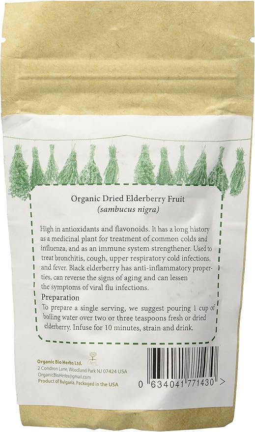 Organic Bio Herbs-Organic Dried Elderberry Fruit 2 Oz.