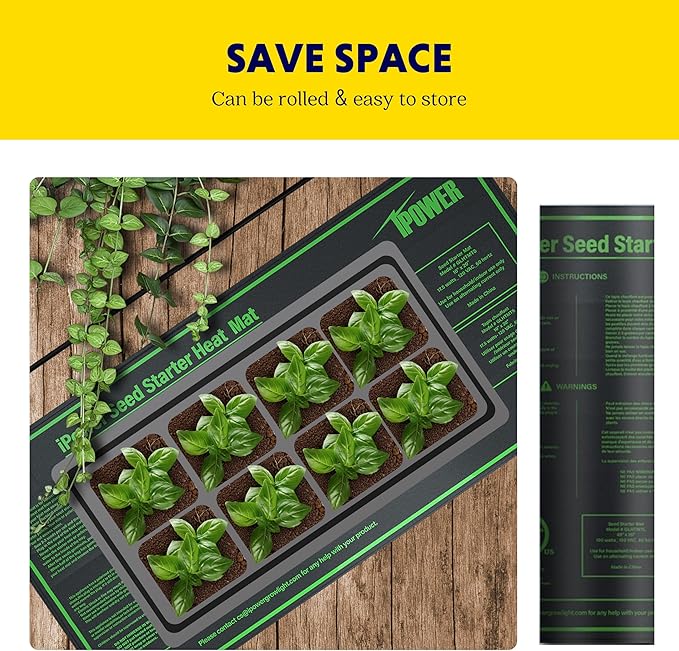 iPower Durable Seedling Heat Mat Warm 10" x 20" Hydroponic Heating Pad Waterproof for Seed Starting Greenhouse and Germination