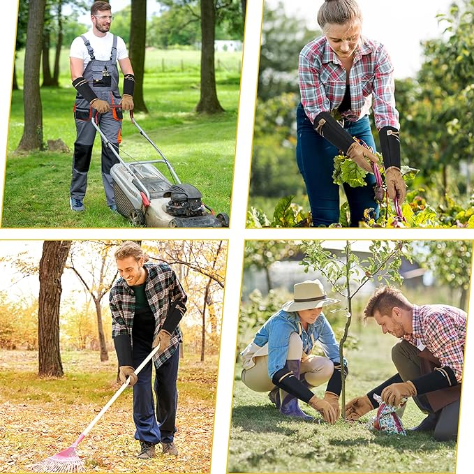 HANDLANDY Long Gardening Gloves for Men & Women, Cowhide Leather Rose Pruning Gloves, Breathable Thorn Proof Gauntlet Glove (Brown-Cowhide, M)