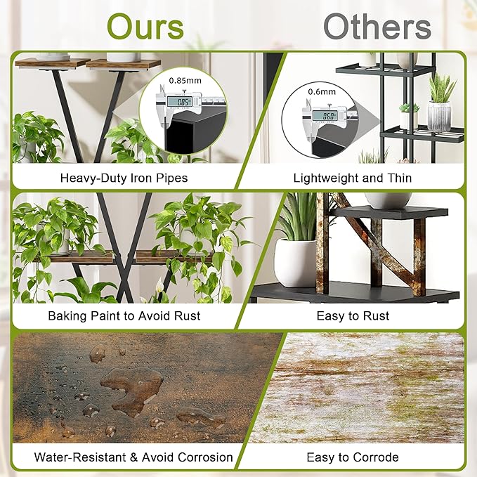 Plant Stand Indoor with Grow Lights - Corner Plant Shelf, 39" Corner Shelf for Indoor Plants Multiple, 4 Tiered Metal Holder for Living Room, Patio, Hallway, Black