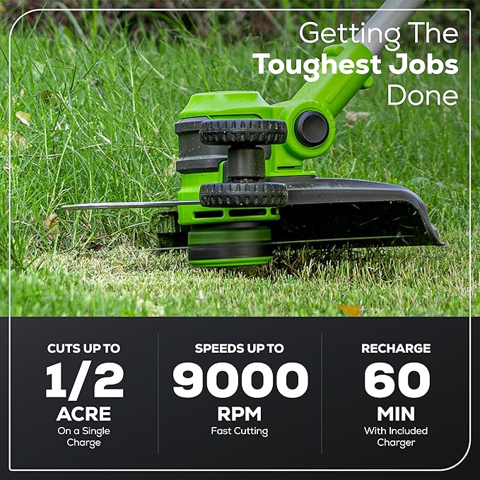 Greenworks 40V Cordless 2-in-1 Trimmer Edger (Gen 2) - 13" Lawn Weed Wacker for Fence & Sidewalk , Lightweight Gas Trimmer Alternative with Auto Feed Spool , 2.0Ah Battery & Charger (40-Min Runtime)