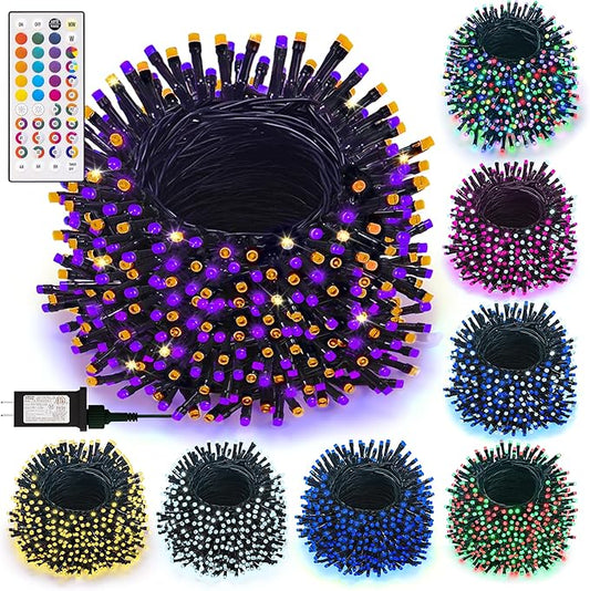 LitHome 164ft 500Led Color Changing String Lights with Remote,35 Colors RGB Christmas Lights with Timer,Dimmable Halloween String Light Outdoor Plug in,Xmas Tree Light Indoor for Fall Party Decor