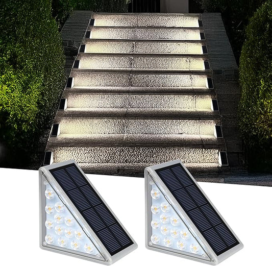 LED Solar Step Lights, Outdoor Solar Decor IP67 for Yard, Patio, Garden, Walkways, Driveway, Porch 2PK