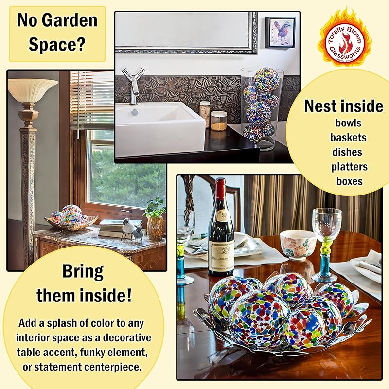 Pond Float. Handmade Blown Glass, Garden Gazing Ball, Table Centerpiece, Assorted sizes available. Home and Patio Decor. Artist Dehanna Jones. Seattle, WA. (White Rainbow MM)