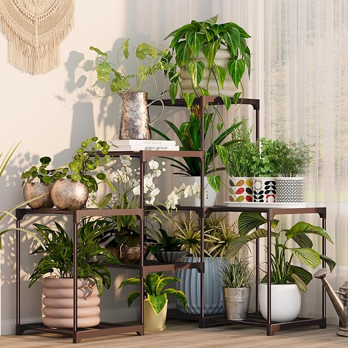 Metal Plant Stand Indoor Corner Plant Shelf Outdoor for Multiple Plants Flower Stand Ladder Plant Table for Plant Pots for Window Garden Balcony Living Room