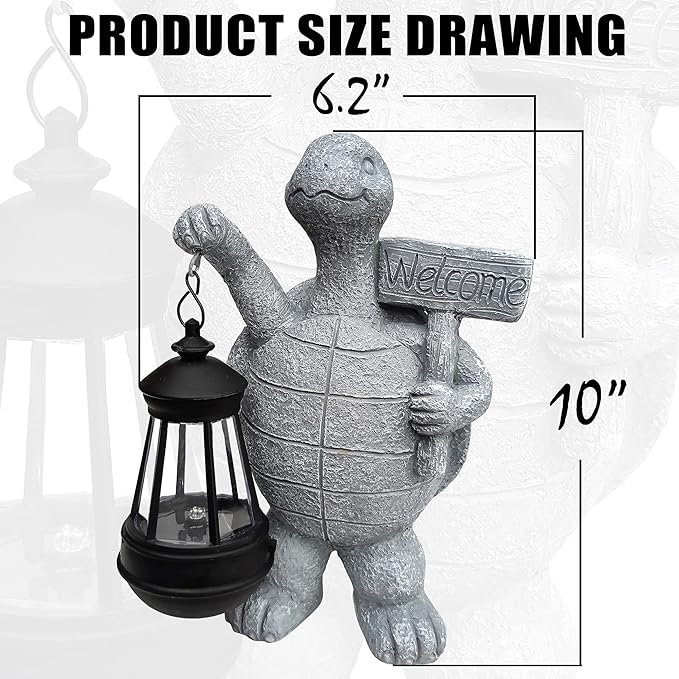 Sea Turtle Solar Garden Statues,Resin Sea Turtle Figurine Decorations with Solar Lights Lantern, Outdoor Figurines Lawn Garden Statue Decor Art for Lawn,Yard, Balcony Ornament.