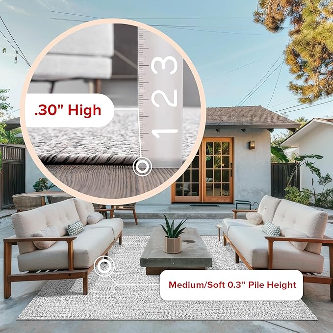 nuLOOM 4' Round Solid Hand Braided Indoor/Outdoor Area Rug, Pet-Friendly, High Traffic, Weather Resistant, for Patio, Balcony, Bedroom, Living, Dining Room, Wynn Salt and Pepper