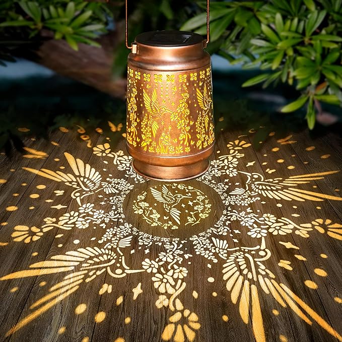 Outdoor Solar Waterproof Lantern Hummingbird Element Chandelier for Women mom Grandma Birthday Gift Memorial Gift Suitable for Balcony, Porch, Courtyard, Garden Decoration (Hummingbird)