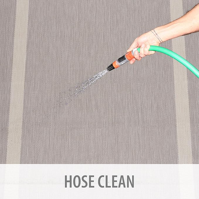 CAMILSON Outdoor Rug 6x9,Modern Outside Rugs for Patios Porches Waterproof Durable Washable Non-Shedding, Easy-to-Clean Indoor Outdoor Area Carpet (6 x 9, Bordered - Gray/White)