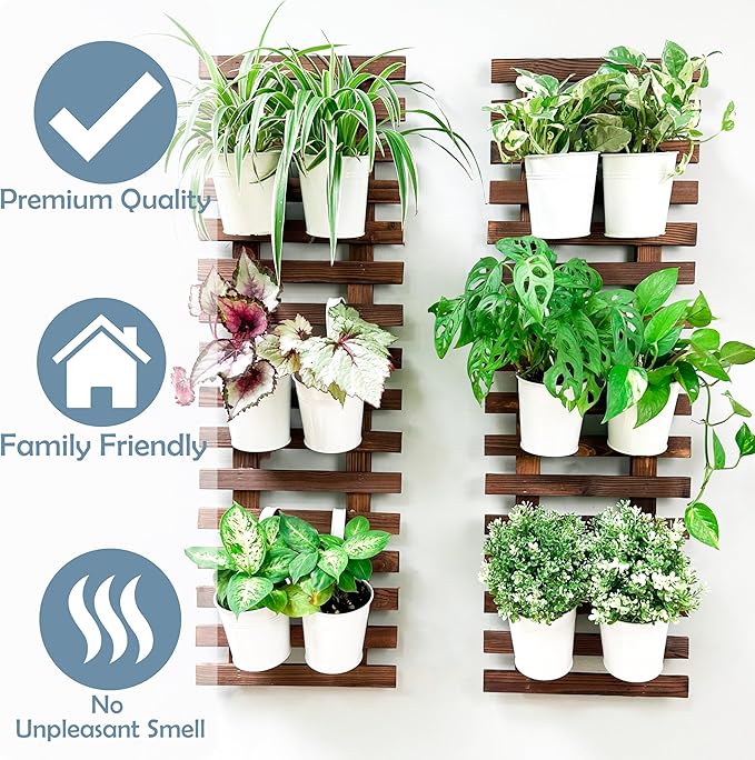 ShopLaLa Wall Planter - Wooden Hanging Planter for Indoor Plants, Plant Stand, Air Plant Succulent Holder, Vertical Garden. Large Wall Decor for Living Room, Room Decor for Teens, 60cm (23.6")