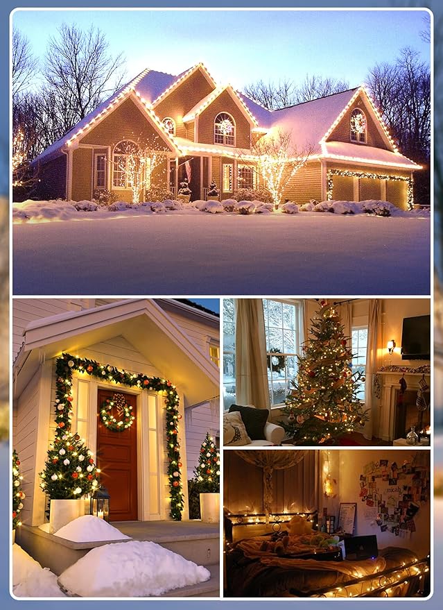 Vintage C9 Christmas Lights Outdoor, 150 Feet C9 String Lights with 150 LED C9 Plastic Bulbs, Waterproof Connectable Christmas Tree Lights for Roofline Garden Patio Backyard Cafe Decor, Warm White