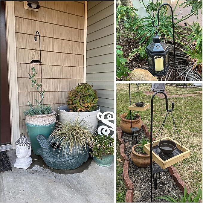 Ottsuls Shepherd-Hooks 60" Adjustable for Bird-Feeder Lantern Plant-Hook Garden-Stake - Plant Stand Hanger for Outdoor Flower Basket, Bird Feeder Hanger Weddings Decor (2 Pack)