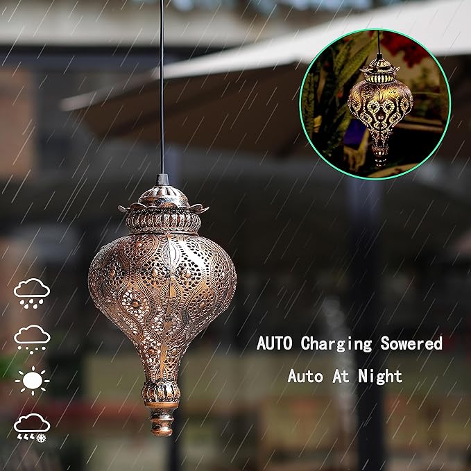 Solar Moroccan Lantern Outdoor Garden Decor(2 Pack) Solar Lanterns Outdoor Waterproof, Lanterns Decorative Outdoor Lights for Patio Pathway Yard Porch Backyard.