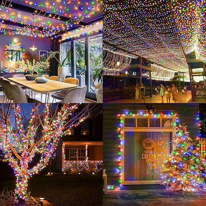 KNONEW 403ft 1000 LED String Lights Outdoor Christmas Lights 8 Modes & Timer Fairy Light Plug in Waterproof LED String Lights for Xmas Yard Tree Wedding Party Holiday Decorations (Multicolor)