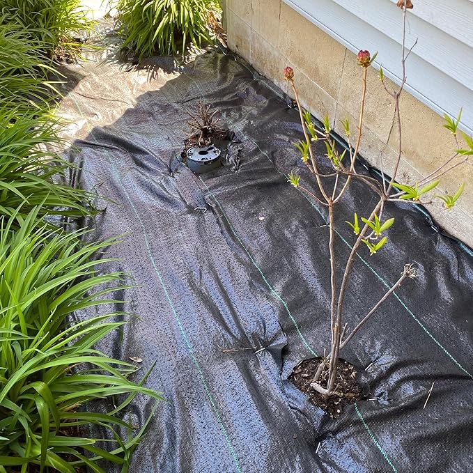 Heavy Duty Weed Barrier, 3.2oz Black Weed Blocker Fabric, Garden Fabric Weed Barrier, Weed Control Fabric Ground Cover, Landscape Fabric for Road, Gardening Mat (4FT*300FT)