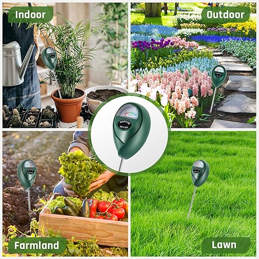 Plant Moisture Meter, Plant Water Meter, Soil Moisture Meter for House Plants for Garden, Lawn, Farm, Indoor & Outdoor Use, No Batteries Required (2 Packs Green)