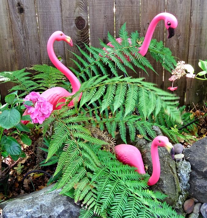 GIFTEXPRESS Pink Flamingos Yard Decorations - 2 Pack Extra Large 24" Tall Plastic Flamingo Statue w/Metal Stakes - Lawn Ornaments & Garden Decor for Outdoor Parties