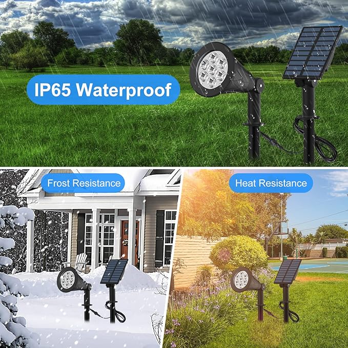 Christmas Solar Landscape Spotlights Color Changing 4 Pack, T-SUNUS Halloween Solar Spot Lights Outdoor Waterproof Garden Pond Light, 180° Adjustable Wall Light Separately Installed for Outdoor/Indoor