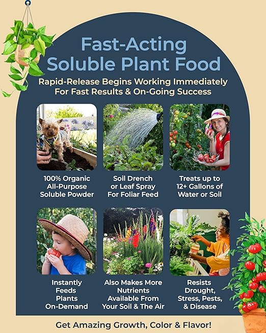 Organic Plant Magic - Truly Organic™ Easy to Use Soluble Plant Food Shaker: All-Purpose Fertilizer Concentrate for All Flower Vegetable Herb Fruit Tree Indoor Garden & House Plants [Four 3 oz Shaker]