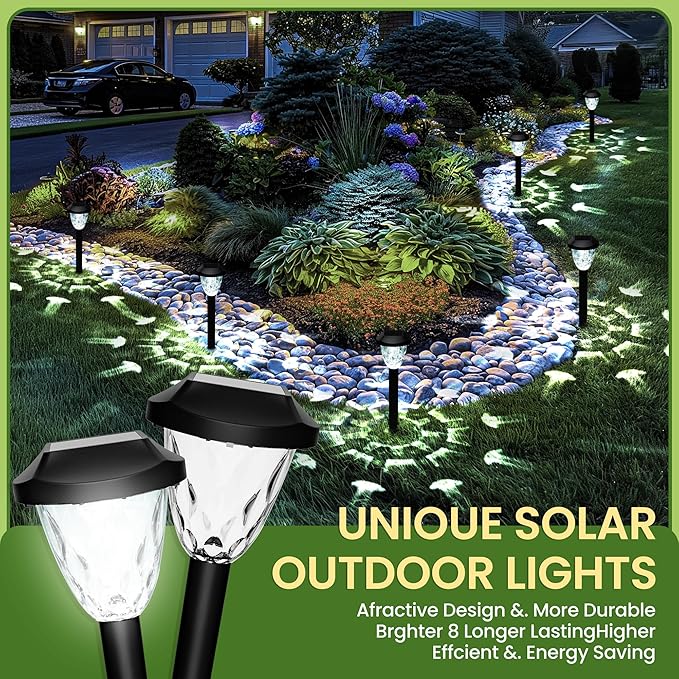 Solar Outdoor Lights Waterproof,Solar Pathway Lights Outdoor with Great Pattern, Auto On/Off Garden Decor for Outside Garden Walkway Driveway Pathway(8 Pack)