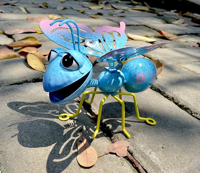 GIFTME 5 Garden Decor Bee and Butterfly,Metal Outdoor Decorations for Garden, Set of 2 Metal Yard Art-Perfect Garden Lover Gifts