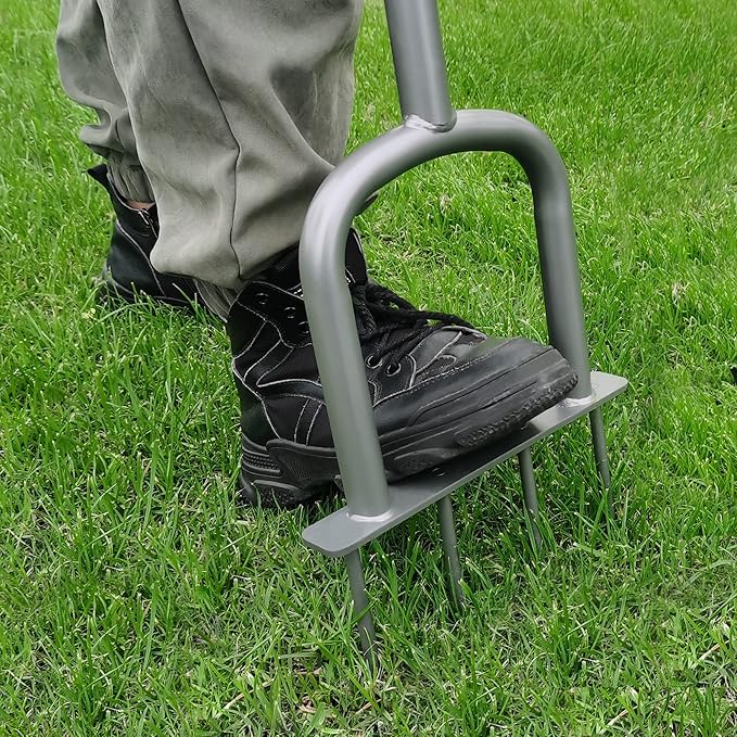 Height Adjustable Mannual Lawn Aerator for Compacted Soils and Lawns Hand Aerator with 4 Spike Aerator