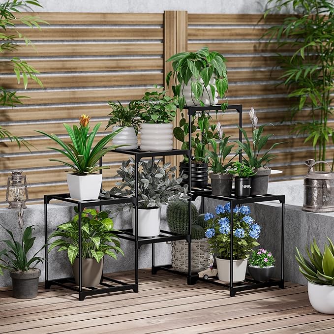 Metal Plant Stand Indoor Corner Plant Shelf Outdoor for Multiple Plants Flower Stand Ladder Plant Table for Plant Pots for Window Garden Balcony Living Room