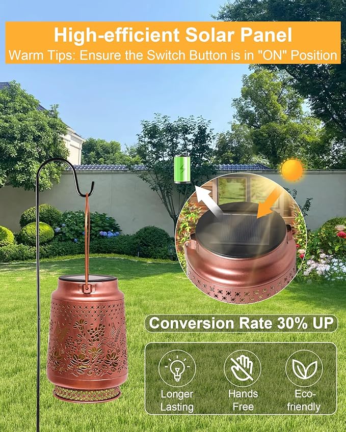 Hummingbird Solar Lanterns Outdoor Waterproof, Mothers Day Gifts Birthday Gifts for Women Mom Grandma Sister, Hanging Solar Lantern Garden Decor for Outside Yard Patio Porch Pathway Lawn Balcony