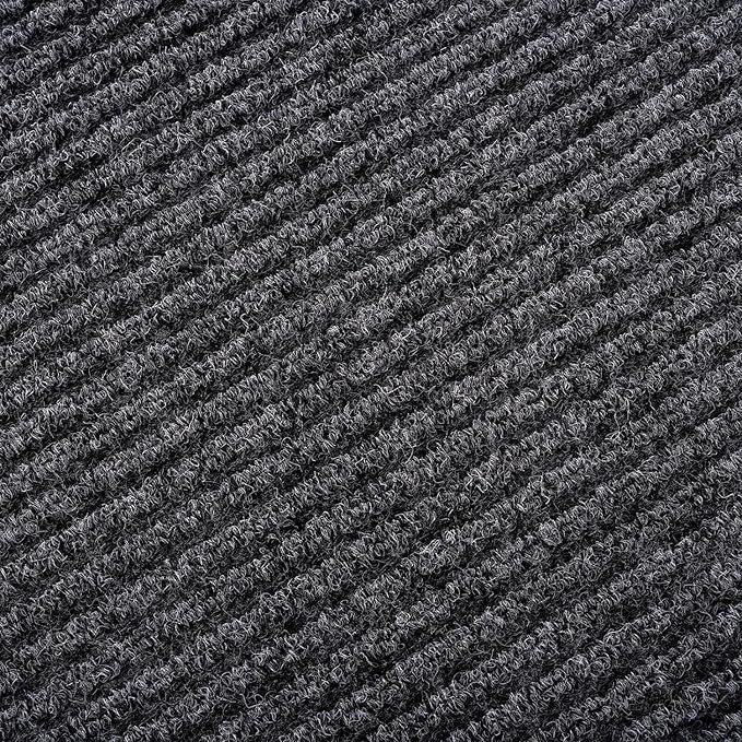 fani Heavy Duty Large Outdoor Indoor Entrance Black Doormat Waterproof Low Profile Entrance Rug Front Door Mat Patio Anti-Skid Rubber Back, 48x96 inch (Gray)