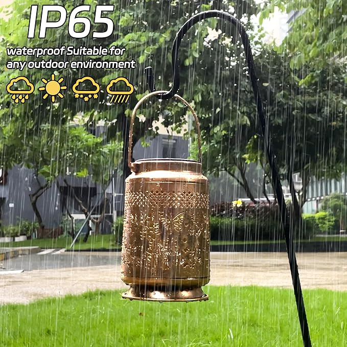 KY&BOSAM Solar Lanterns Outdoor Waterproof Hummingbird & Butterfly Lantern Garden Decor Birthday Gifts for Women Mom Metal Solar Lights Outdoor Lantern Hanging Outside for Yard Backyard Pathway Patio