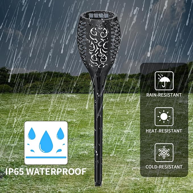 Upgraded Solar Lights Outdoor 7 Pack, Solar Torch Lights with Flickering Flame, Super Larger Size for Garden Decor, Solar Powered Outdoor Waterproof Solar Garden Lights for Pathway Patio Yard