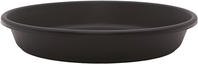 The HC Companies 12 Inch Round Plastic Classic Plant Saucer - Indoor Outdoor Plant Trays for Pots - 12.5"x12.5"x2.13" Black