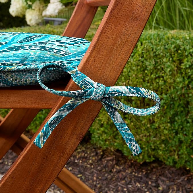 Arden Indoor/Outdoor Foam Seat Pad, 2 Pack, 17 x 16, Patio Cushion, Water Repellent, Fade Resistant, Foam Cushion Teal Ariel