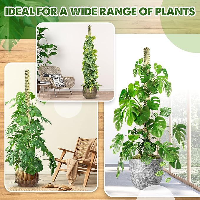 DUSPRO Stackable Mesh Moss Pole for Plants Monstera Potted Plant Stakes for Indoor Plants Extendable Plant Pole Moss Sticks for Plants Climbing Vine Supporting Monstera Trellis 4Pack 71''