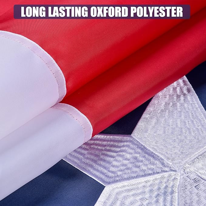 Texas State Flag 4x6 Ft, Deluxe Embroidered Heavy Duty Polyester Durable TX Outside Flags, Indoor/Outdoor, Sewn Stripes and Brass Grommets