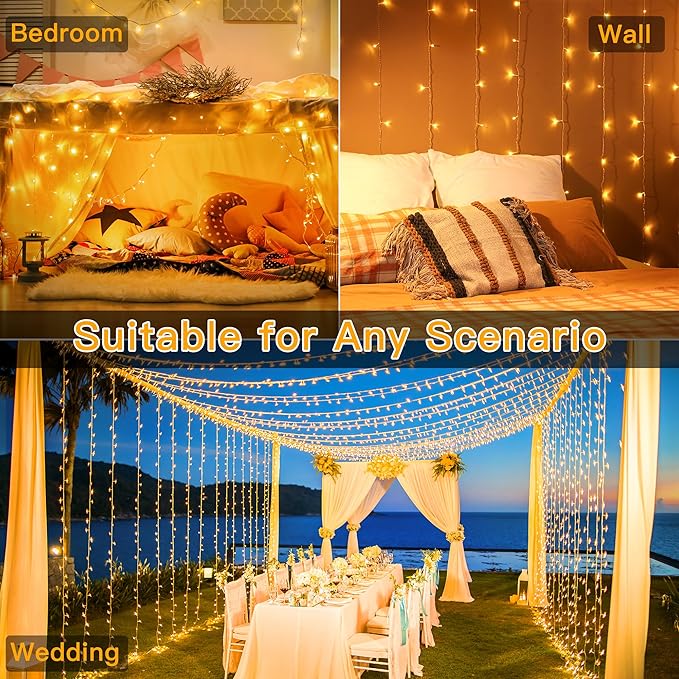 Ollny Christmas Lights Outdoor 400LED 131FT, Warm White Fairy Lights with Remote 3 Timer, Plug in 8 Modes String Lights for Bedroom Indoor Outside House Party Xmas Decorations